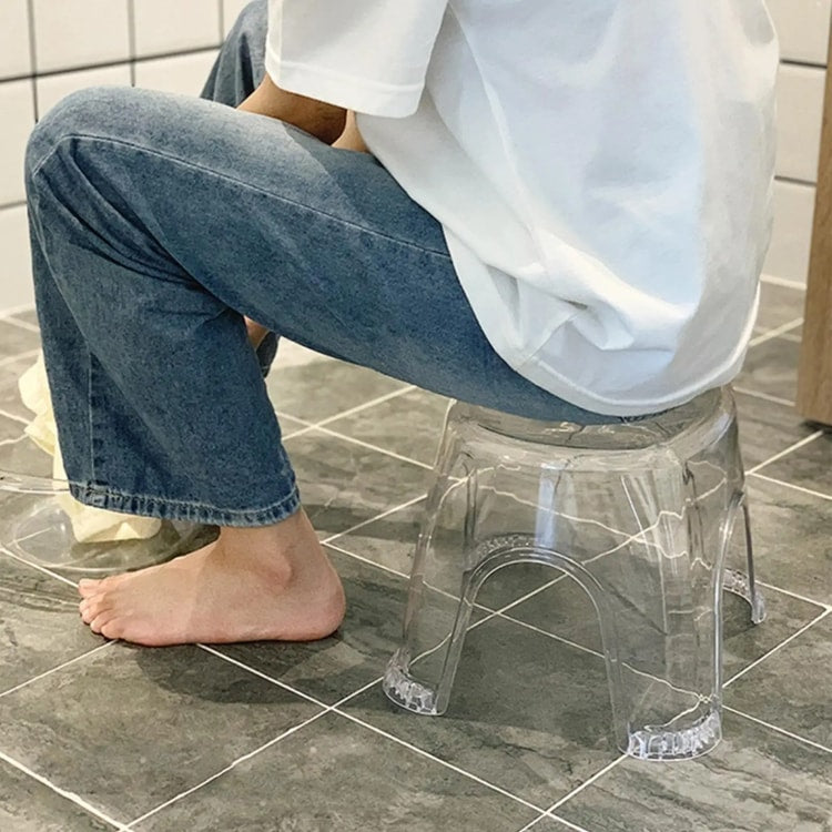 Premium Transparent Acrylic Stool Bathroom Shower Seat Modern Non-Slip Low Stool for Home Living