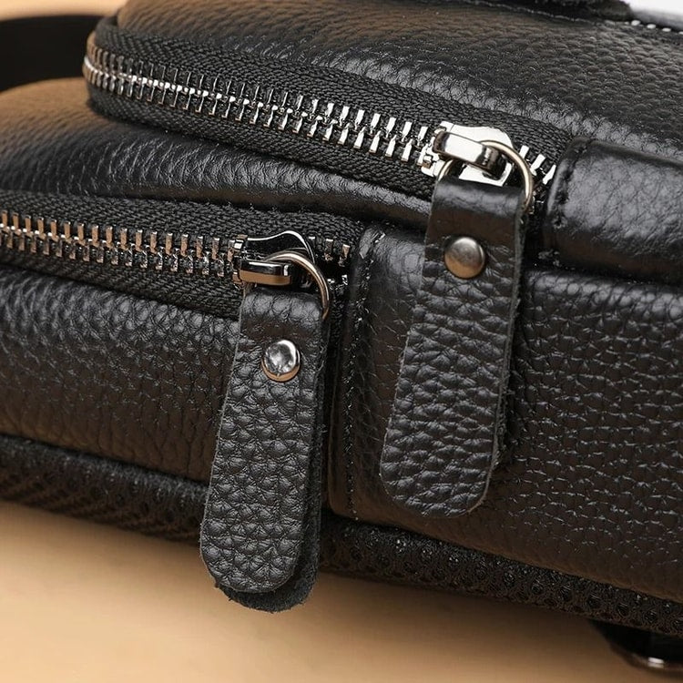 Genuine Leather Chest Bag for Men Crossbody Shoulder Messenger Bag