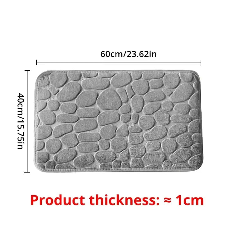 Memory Foam Mat, Embossed Velvet Carpet, Bathroom Living Room Non-Slip, Cobblestone Floor, Home Decor
