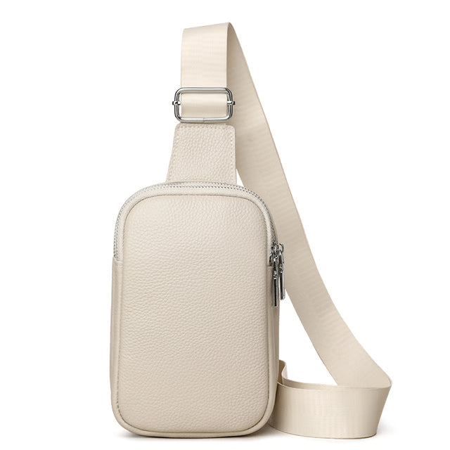 Minimalist Genuine Leather Crossbody Bag Luxury Designer Small Chest Bag for Unisex Daily Travel