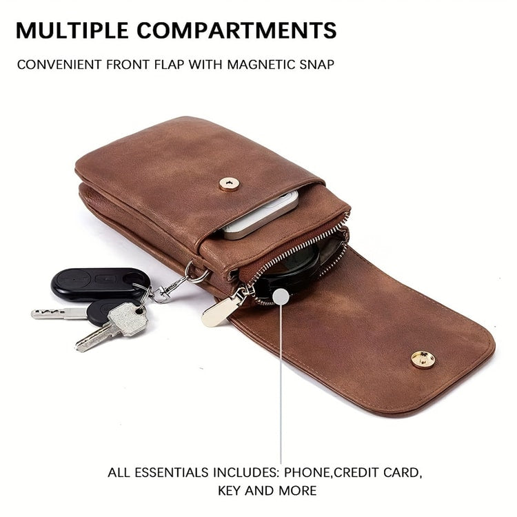 Elegant PU Leather Phone Crossbody Bag for Women Small Crossbody Purse