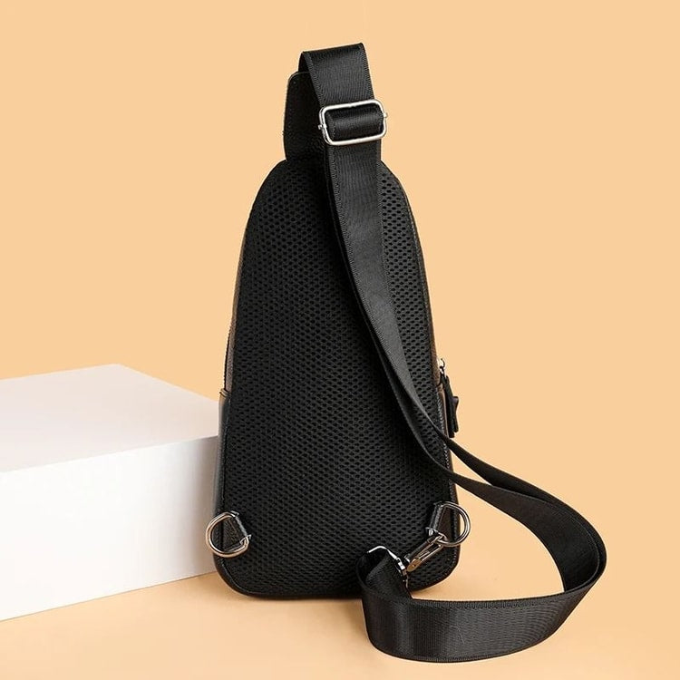 Genuine Leather Chest Bag for Men Crossbody Shoulder Messenger Bag