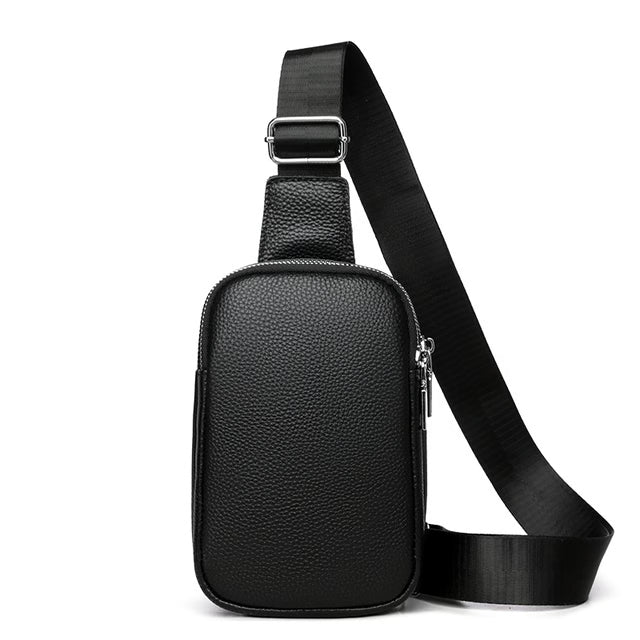 Minimalist Genuine Leather Crossbody Bag Luxury Designer Small Chest Bag for Unisex Daily Travel