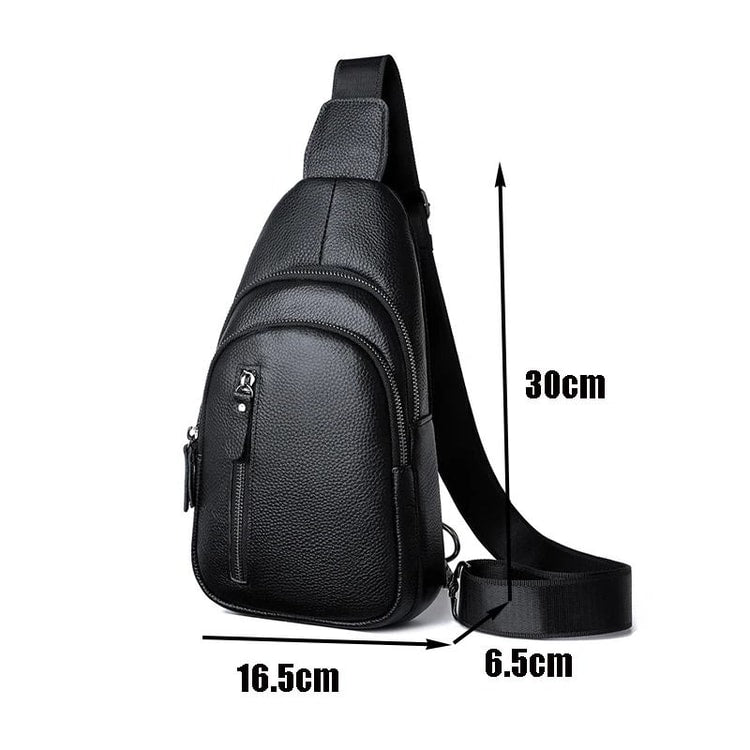 Genuine Leather Chest Bag for Men Crossbody Shoulder Messenger Bag