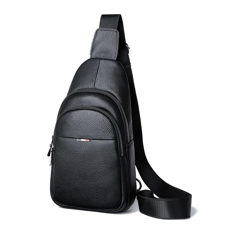 Genuine Leather Chest Bag for Men Crossbody Shoulder Messenger Bag