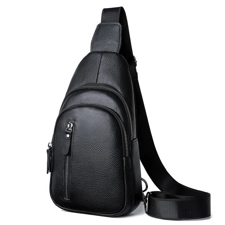 Genuine Leather Chest Bag for Men Crossbody Shoulder Messenger Bag