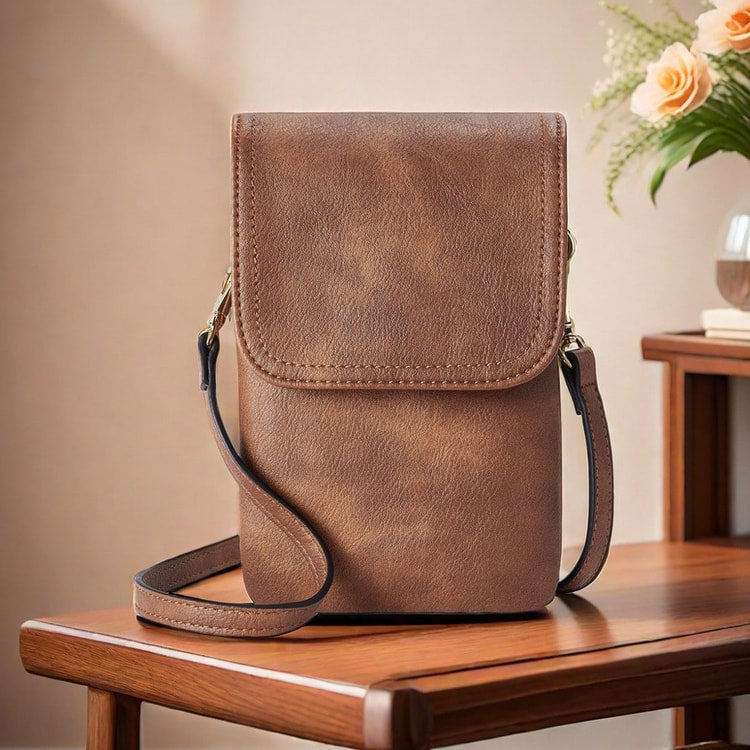 Elegant PU Leather Phone Crossbody Bag for Women Small Crossbody Purse