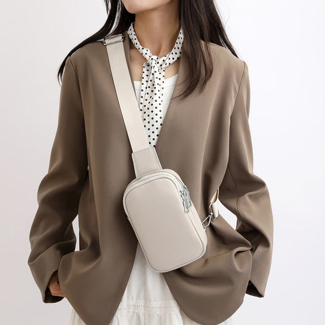 Minimalist Genuine Leather Crossbody Bag Luxury Designer Small Chest Bag for Unisex Daily Travel