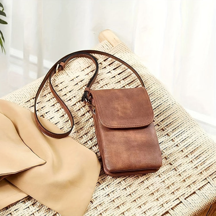 Elegant PU Leather Phone Crossbody Bag for Women Small Crossbody Purse